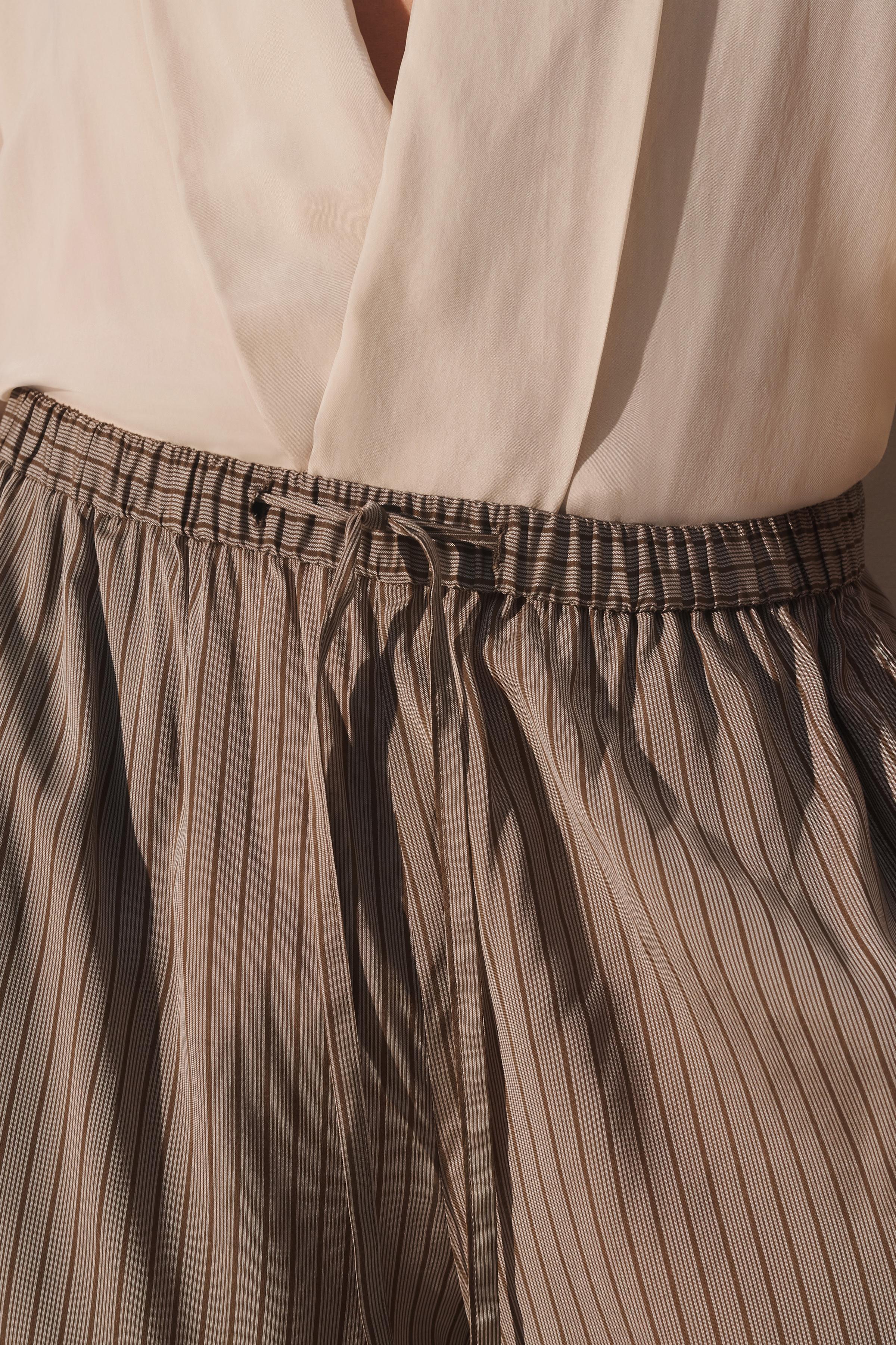 VISCOSE-CUPRO STRIPED BALLOON FIT PANTS